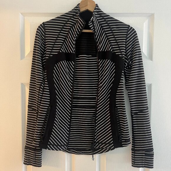 Lululemon Define Jacket Parallel Stripe Black White / Black SIZE 4 - Picture 5 of 9